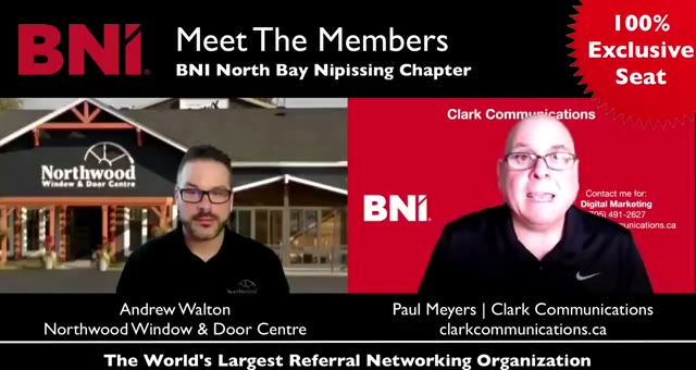 Paul Meyers and Andrew Walton at a BNI 1-2-1 meeting in North Bay